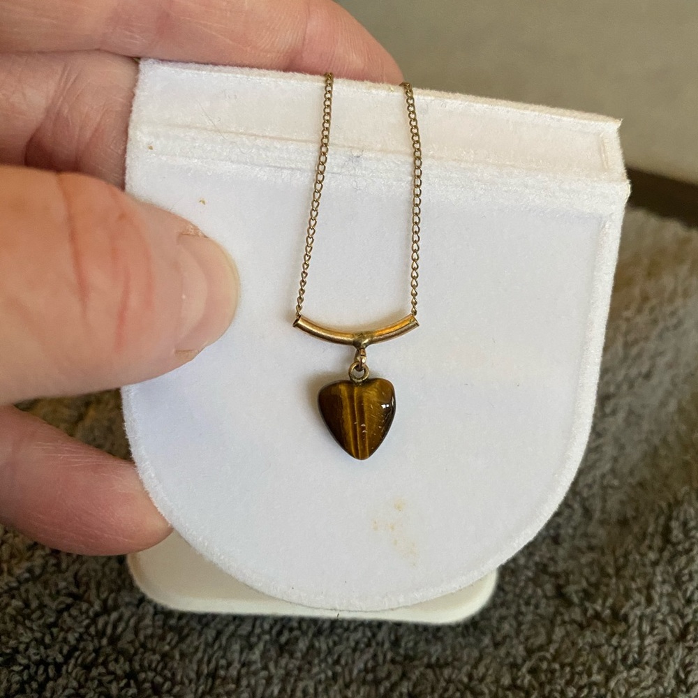 Tigers eye necklace earrings and ring.